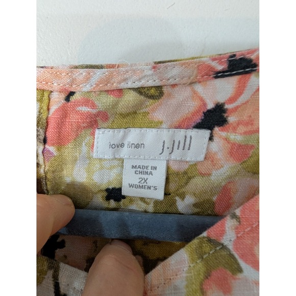 J. Jill love linen floral sleeveless button front tunic dress womens 2X beachy - Picture 3 of 8